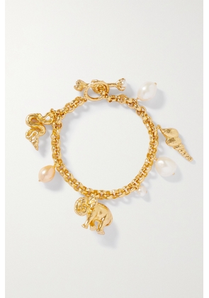 Pacharee - Spirit Animal Gold-plated Pearl Charm Bracelet - One size