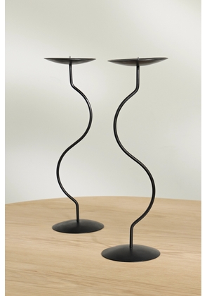 Fourth Street - Dancing Duo Set Of Two Iron Candlesticks - Black - One size