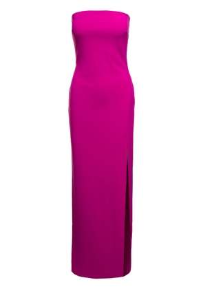 Solace London Fuchsia Maxi Zora Dress With Deep Front Vent In Polyester Woman