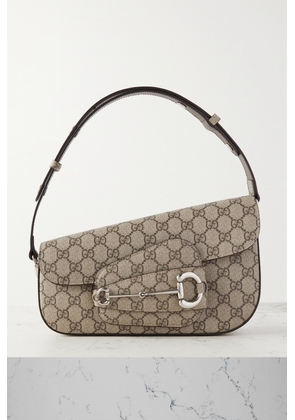 Gucci - Horsebit 1955 Leather-trimmed Printed Coated-canvas Shoulder Bag - Neutrals - One size