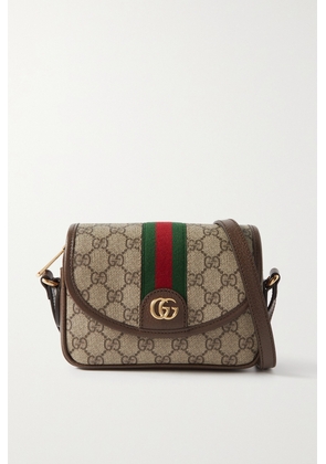 Gucci - Ophidia Leather-trimmed Printed Coated-canvas Shoulder Bag - Brown - One size