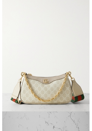 Gucci - Ophidia Textured Leather-trimmed Printed Coated-canvas Shoulder Bag - Neutrals - One size
