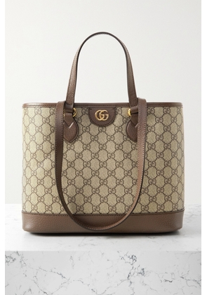 Gucci - Ophidia Tess Embellished Leather-trimmed Printed Coated-canvas Shoulder Bag - Brown - One size