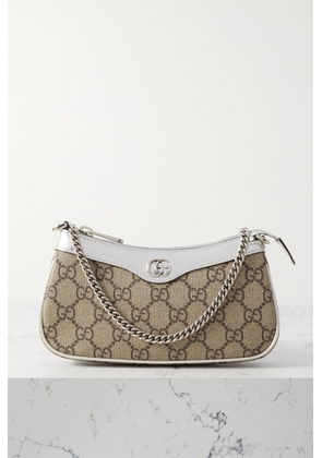 Gucci - Ophidia Mini Leather-trimmed Printed Coated-canvas Shoulder Bag - Neutrals - One size
