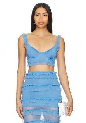 OW Collection Gracie Bustier Top in Blue. Size M, S, XL, XS.