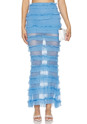 OW Collection Gracie Maxi Skirt in Blue. Size M, S, XL.