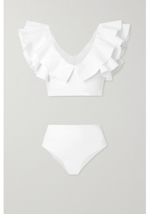 Maygel Coronel - + Net Sustain Mila Ruffled Bikini - White - Petite,One Size,Extended