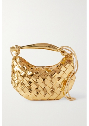 Bottega Veneta - Sardine Mini Intrecciato Metallic Leather Shoulder Bag - Gold - One size