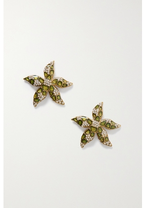 Oscar de la Renta - Starfish Gold-tone Crystal And Enamel Earrings - One size