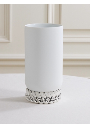 Christofle - Babylone Large Silver-plated Embellished Porcelain Vase - One size