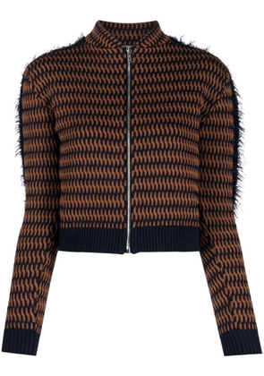 Durazzi Milano cropped patterned-jacquard jacket - Brown