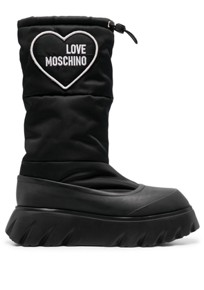 Love Moschino padded heart patch boots - Black