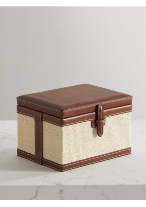 Hunting Season - Small Leather-trimmed Raffia Trunk Box - Brown - One size
