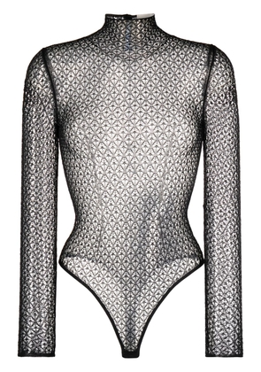KHAITE Fena diamond-lace bodysuit - Black