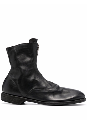 Guidi leather zip-front ankle boots - Black