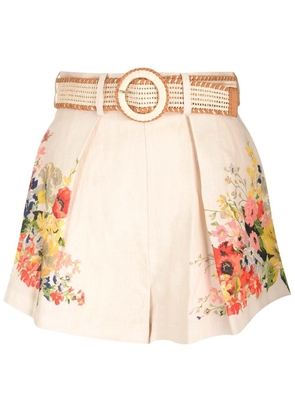 Zimmermann Alight Floral Printed Belted Tuck Shors