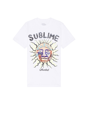 Market Sublime Freedom Sun T-shirt in White. Size M, S, XL/1X.