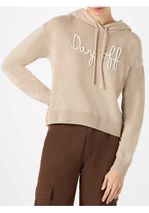 Mc2 Saint Barth Woman Cropped Knit Hoodie With Day Off Embroidery