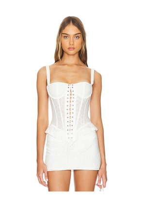 LIONESS Prophecy Tie Up Corset in White. Size M, S, XL, XS, XXS.