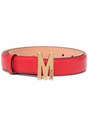 Moschino M logo-plaque belt - Red