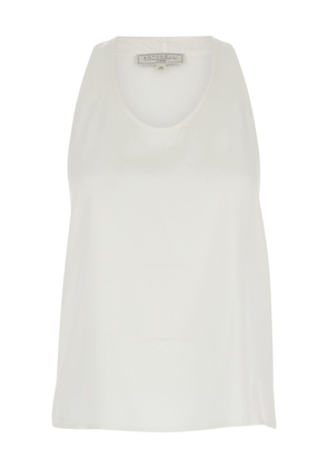 Antonelli White Sleeveless And Flared Top In Silk Blend Woman