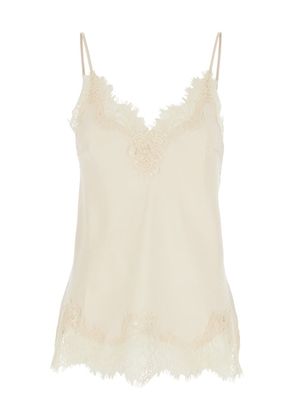 Gold Hawk Coco White Camie Top With Tonal Lace Trim In Silk Woman