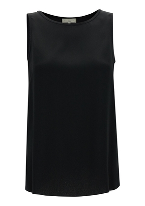 Antonelli Perugia Black Sleeveless Top With U Neckline In Silk Blend Woman