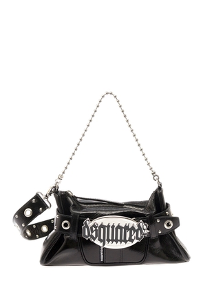 Gothic Black Crossbody Bag With Belt Dsquared2 In Leather Woman