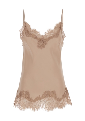 Gold Hawk Coco Beige Camie Top With Tonal Lace Trim In Silk Woman