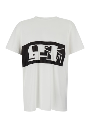 Drkshdw White T-Shirt With Contrasting Logo Print In Cotton Man