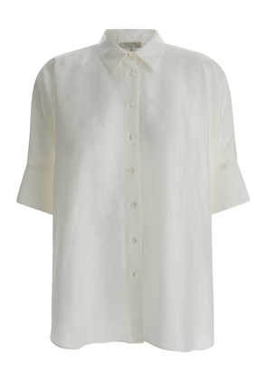 Antonelli White Bassano Short Sleeve Shirt In Silk Woman
