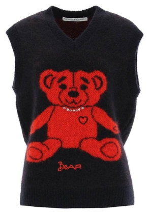 Alessandra Rich Vest In Jacquard Knit With Bear Motif And Appliques