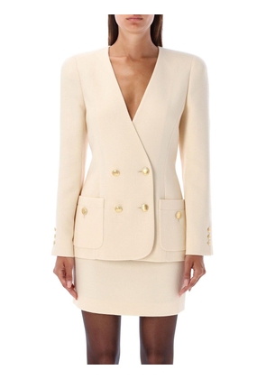 Alessandra Rich Collarless Double-Breasted Blazer