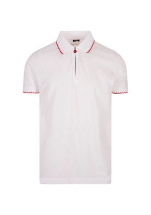 Kiton White Piqué Polo Shirt With Zip