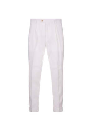 Hugo Boss Relaxed Fit Trousers In White Wrinkle Resistant Linen