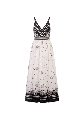 Elie Saab Moon Printed Cotton Dress In White And Black