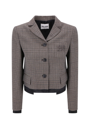 Miu Miu Check-Pattern Wool Jacket