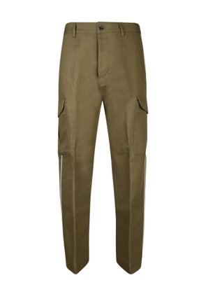 Nine In The Morning Military Green Linen Cargo Trousers