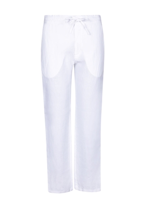 120% Lino White Linen Drawstring Trousers