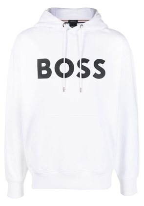 BOSS logo-print cotton hoodie - White