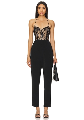 superdown Bella Lace Jumpsuit in Black. Size S, XS, XXS.