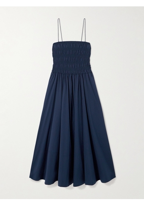 Polo Ralph Lauren - Shirred Cotton Midi Dress - Blue - xx small,x small,small,medium,large,x large,xx large