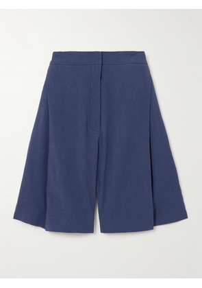 TOVE - Bella Pleated Linen-blend Shorts - Blue - FR34,FR36,FR38,FR40,FR42,FR44