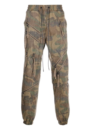 Mostly Heard Rarely Seen camouflage zip-detail trousers - Brown
