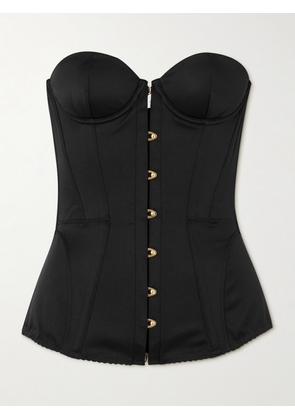 Agent Provocateur - Mercy Strapless Lace-up Satin Bustier Top - Black - 2,3,4,5