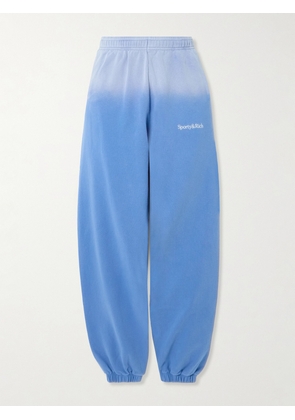 Sporty & Rich - Embroidered Ombré Cotton-jersey Track Pants - Blue - x small,small,medium,large,x large