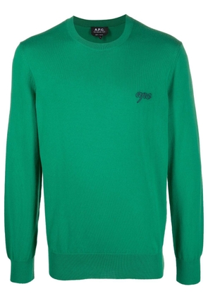 A.P.C. logo-embroidered cotton sweatshirt - Green