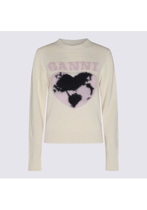 Ganni Cream Wool Knitwear