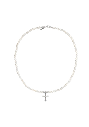 Emanuele Bicocchi Small Pearl Necklace Cross