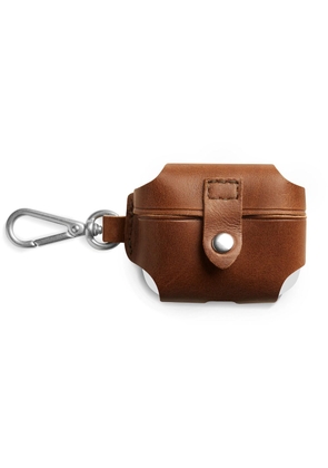 Shinola logo-debossed leather airpod case - Brown